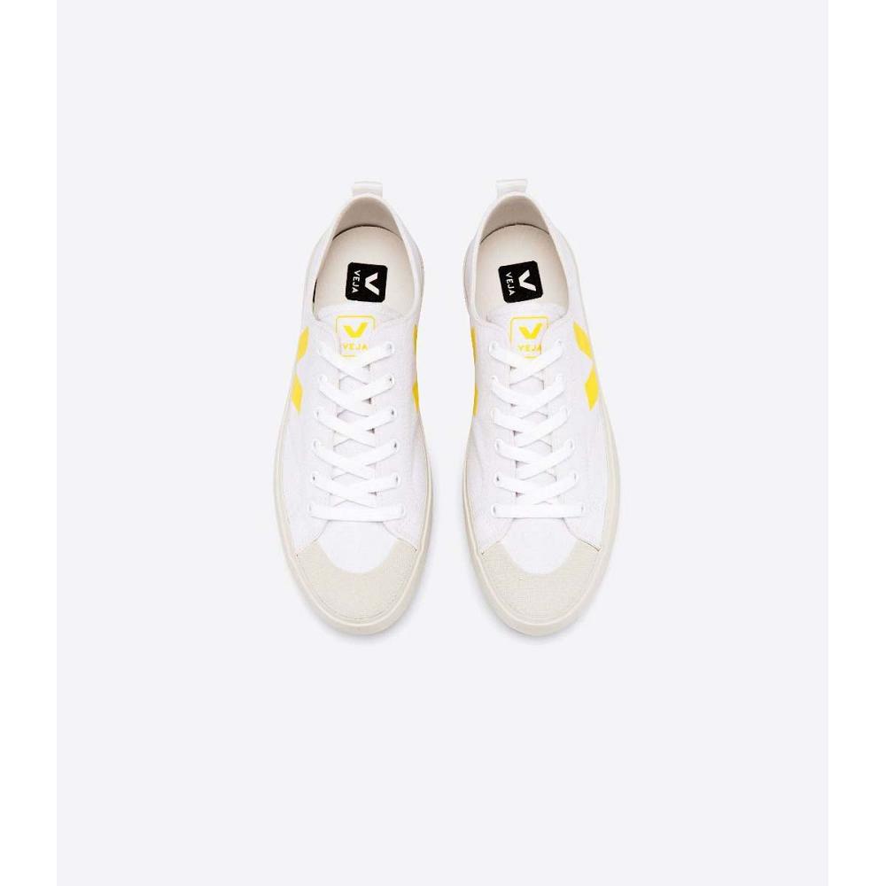 White/Yellow Women's Veja NOVA CANVAS Shoes | AU 477RVD